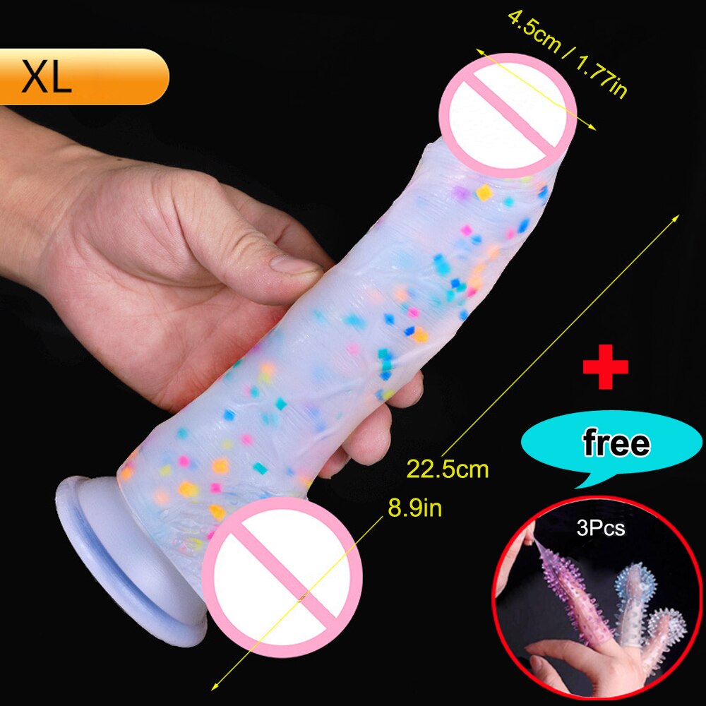 Realistic Confetti Dildo Silicone Dildo with Suction Cup for Hands-Free Play. Realistic Penis for Women and Couples