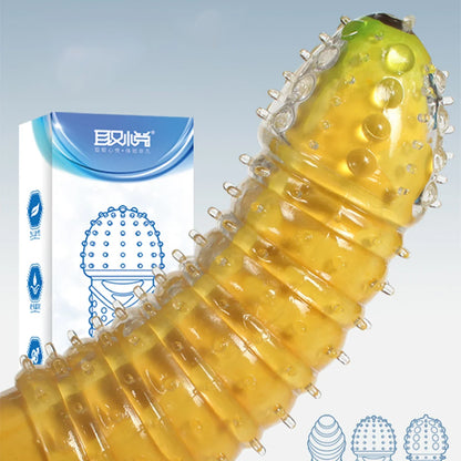 Crystal Ribbed Spikes Dick Extender Penis Enlargement Sleeve Condoms Adult Toys Reusable Condoms G Spot Stimulation Penis Sleeve