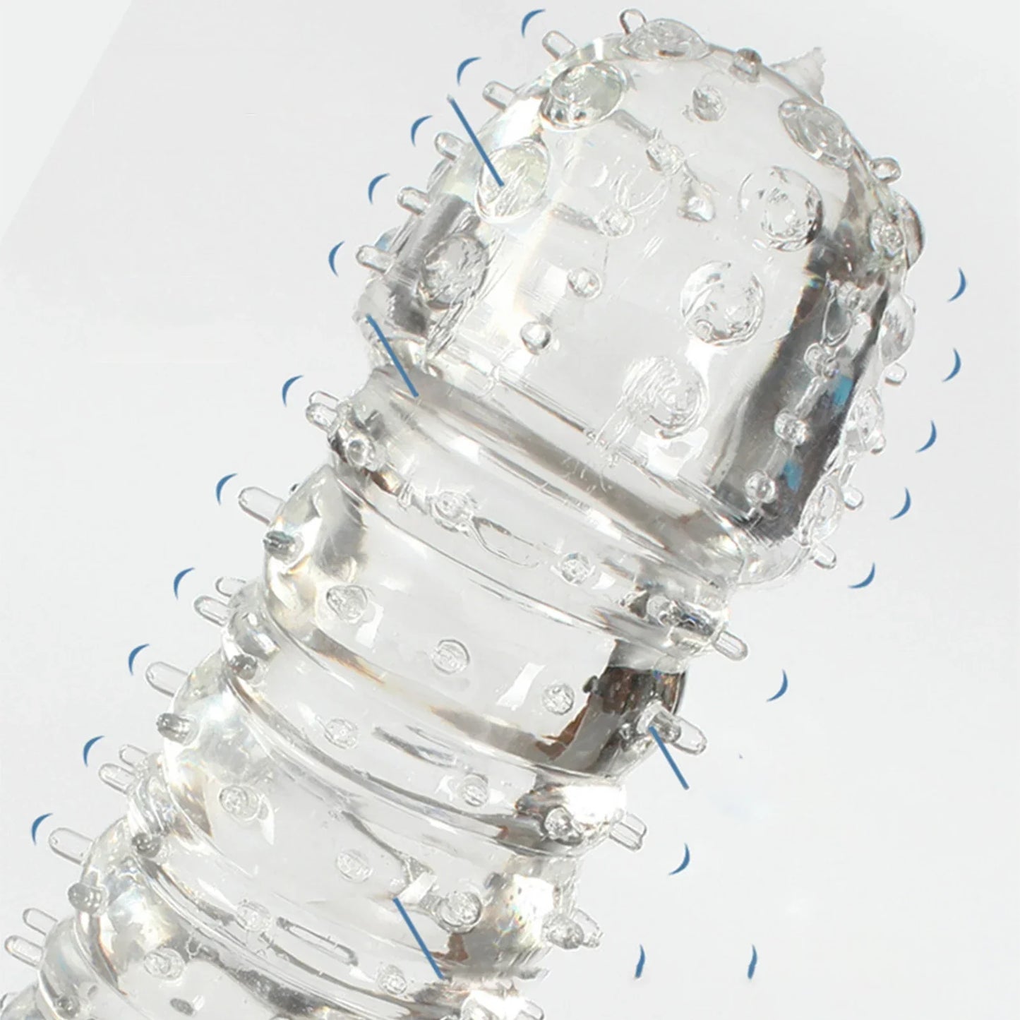 Crystal Ribbed Spikes Dick Extender Penis Enlargement Sleeve Condoms Adult Toys Reusable Condoms G Spot Stimulation Penis Sleeve
