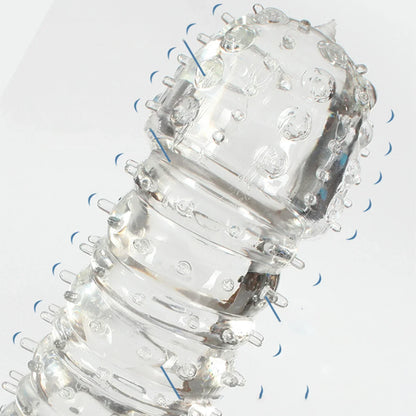 Crystal Ribbed Spikes Dick Extender Penis Enlargement Sleeve Condoms Adult Toys Reusable Condoms G Spot Stimulation Penis Sleeve