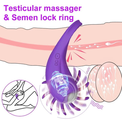 Couples Ring Penis Delay Lock Sperm Vibrator Tongue Licking G-spot Stimulator Clitoral Stimulator Orgasm Male Lock