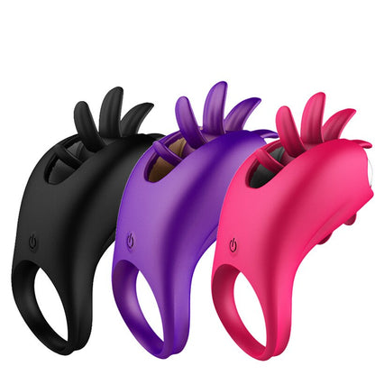 Couples Ring Penis Delay Lock Sperm Vibrator Tongue Licking G-spot Stimulator Clitoral Stimulator Orgasm Male Lock