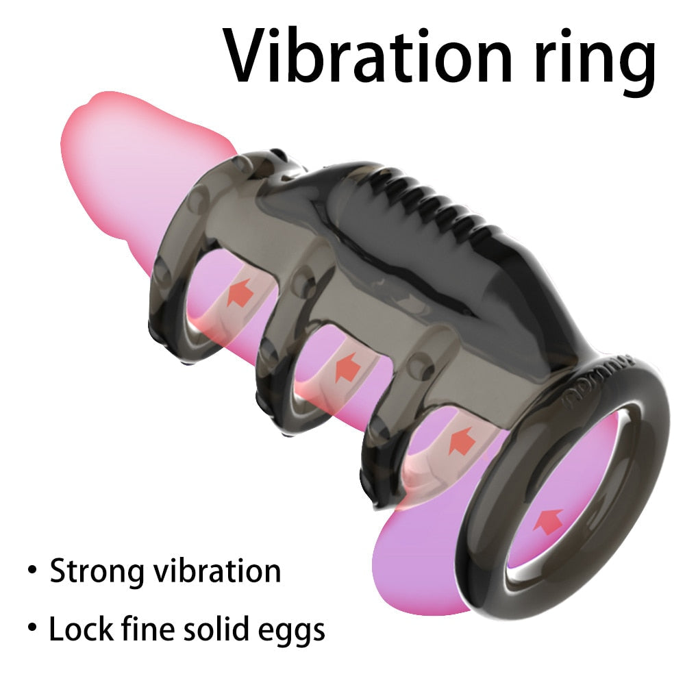 Dick Vibrating Penis Rings for Male Delay Ejaculation Men Sex Toys Silicone Penis Sleeve Ring Cock Ring Men Chastity Cage Device