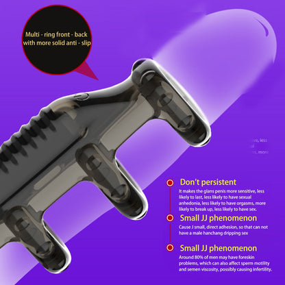 Dick Vibrating Penis Rings for Male Delay Ejaculation Men Sex Toys Silicone Penis Sleeve Ring Cock Ring Men Chastity Cage Device
