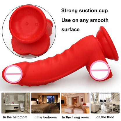 Red Dildo Anal Sex Toys Masturbator for Gay Women Liquid Dildos Silicone Suction Cup Butt Plug Anus Sex Toy Vagina Stimulator