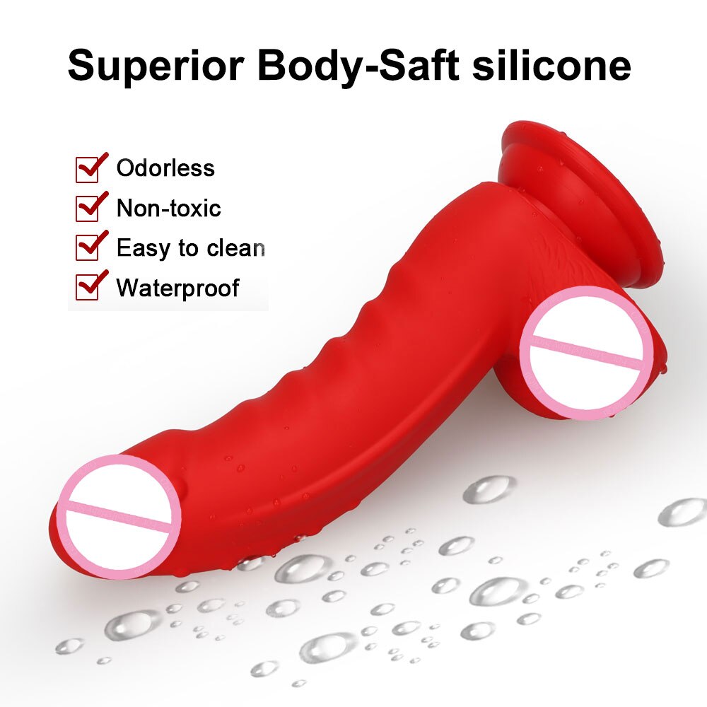 Red Dildo Anal Sex Toys Masturbator for Gay Women Liquid Dildos Silicone Suction Cup Butt Plug Anus Sex Toy Vagina Stimulator
