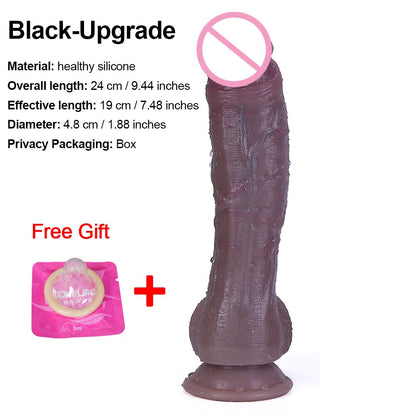Realistic Black Skin Dildo Soft Big Sexy Penis Cock Female Masturbator G-Spot Anal Sex Toy Large Strap-on Dick for Women