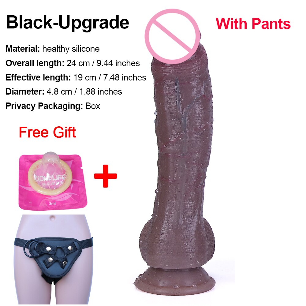 Realistic Black Skin Dildo Soft Big Sexy Penis Cock Female Masturbator G-Spot Anal Sex Toy Large Strap-on Dick for Women