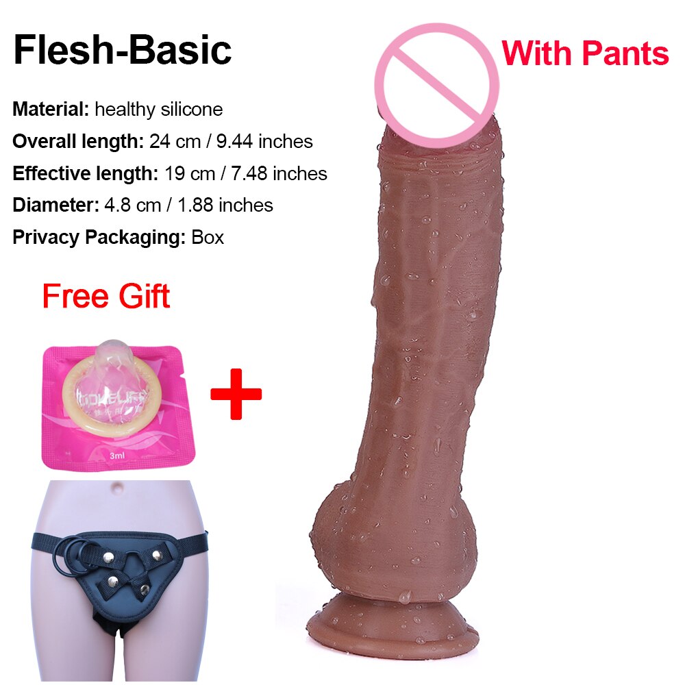 Realistic Black Skin Dildo Soft Big Sexy Penis Cock Female Masturbator G-Spot Anal Sex Toy Large Strap-on Dick for Women