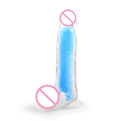 เลสเบี้ยน Dildo ดูดถ้วยสมจริง Penis สำหรับผู้หญิงช่องคลอด Clitoris Stimulator หญิง Masturbator Noctilucent เซ็กซ์ทอย