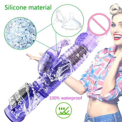 Dildo Rabbit Vibrator Masturbator G-Spot 12 Speeds Vibration Dual Motor Massager Clitoris Rotation Stimulator Female Sex Toy