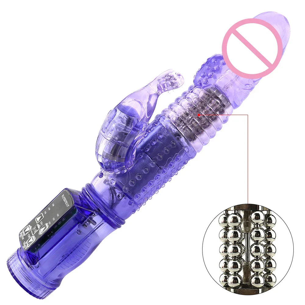 Dildo Rabbit Vibrator Masturbator G-Spot 12 Speeds Vibration Dual Motor Massager Clitoris Rotation Stimulator Female Sex Toy