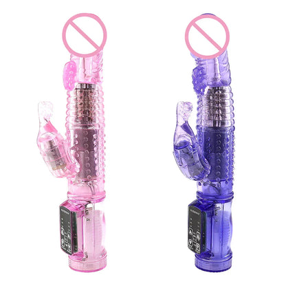 Dildo Rabbit Vibrator Masturbator G-Spot 12 Speeds Vibration Dual Motor Massager Clitoris Rotation Stimulator Female Sex Toy