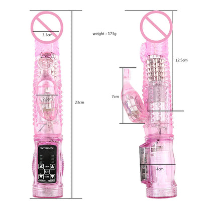 Dildo Rabbit Vibrator Masturbator G-Spot 12 Speeds Vibration Dual Motor Massager Clitoris Rotation Stimulator Female Sex Toy