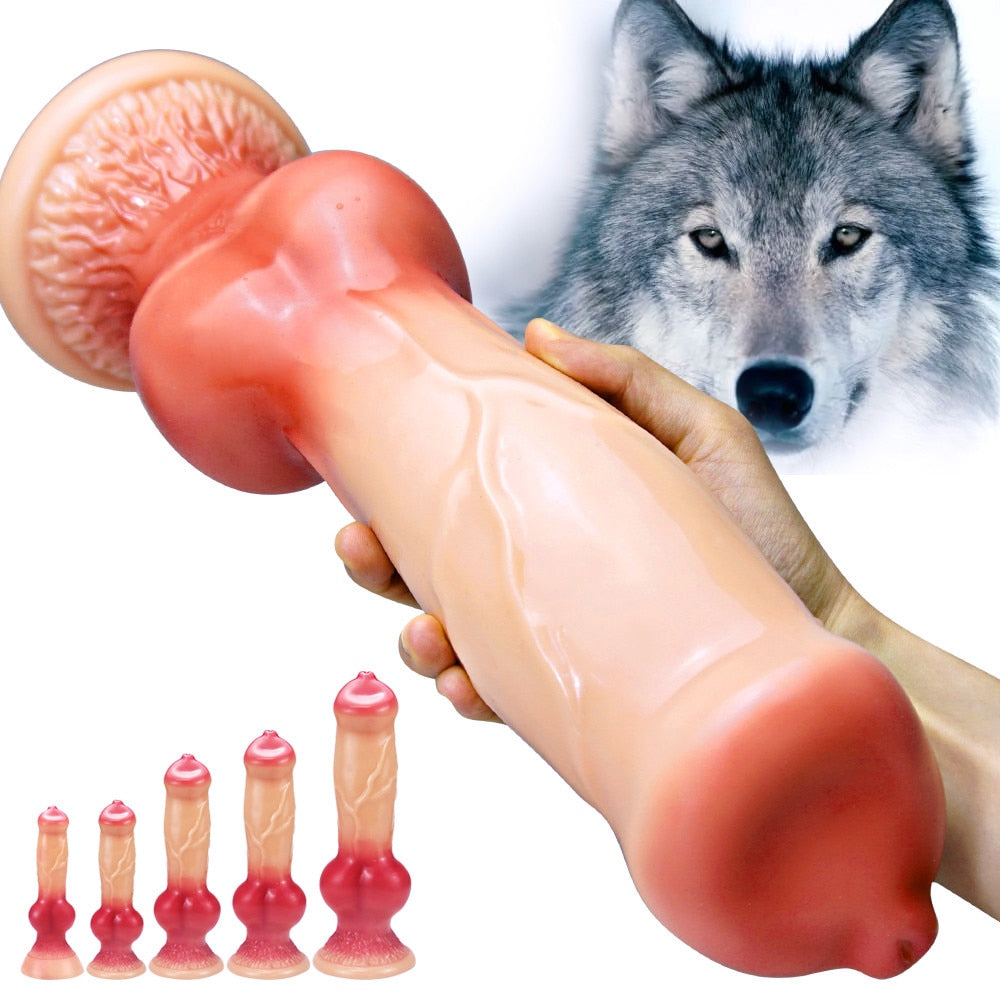Big Bow Dog Dildo Sex Toy for Women, Fake Anal Penis Vaginal Stimulator, Animal Didlos Anus Erotic Toy, Adult Product