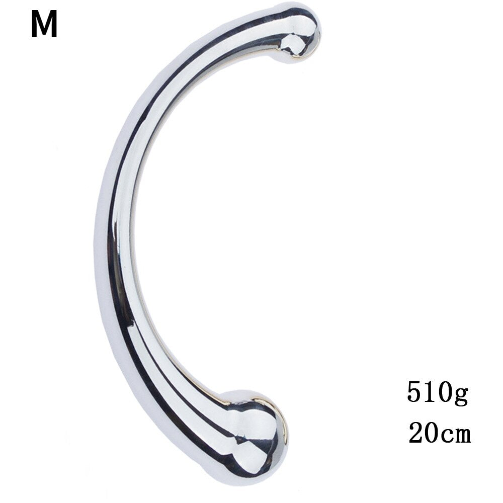 Double Ended Stainless Steel G Spot Wand Massage Stick Pure Metal Penis P-Spot Stimulator Anal Plug Dildo Sex Toy for Women Men