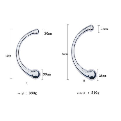 Double Ended Stainless Steel G Spot Wand Massage Stick Pure Metal Penis P-Spot Stimulator Anal Plug Dildo Sex Toy for Women Men