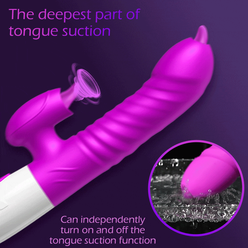 Double Tongue Vibrating Dildo with Telescopic Rotating Vibrators for Women, Anal Vaginal Clitoris Stimulator, Adult Sex Toys