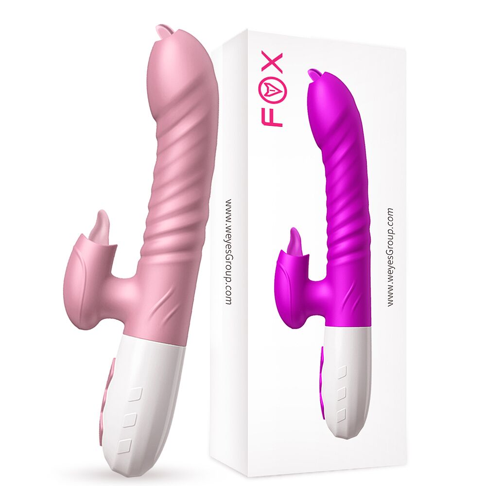 Double Tongue Vibrating Dildo with Telescopic Rotating Vibrators for Women, Anal Vaginal Clitoris Stimulator, Adult Sex Toys