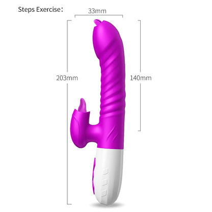 Double Tongue Vibrating Dildo with Telescopic Rotating Vibrators for Women, Anal Vaginal Clitoris Stimulator, Adult Sex Toys