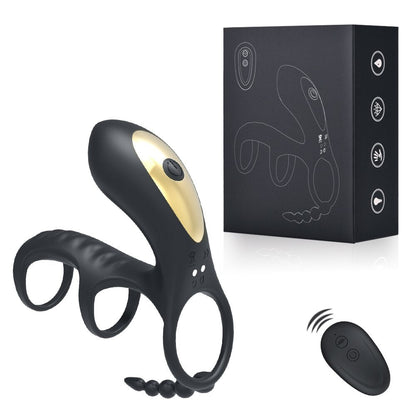 Dual Vibrating Penis Clitoris Suction Ring Anal Stimulation Penis Erection Vibrator for Couples Cockring Remote Control Sex Tool