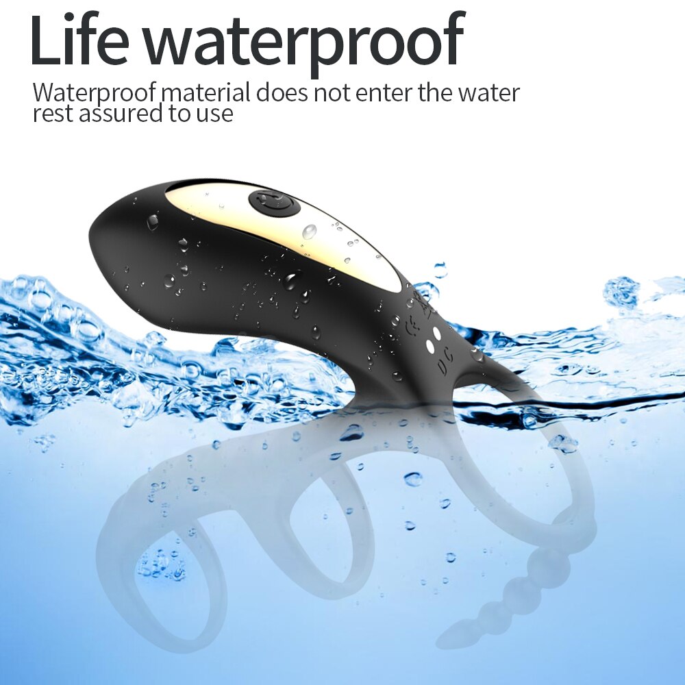 Dual Vibrating Penis Clitoris Suction Ring Anal Stimulation Penis Erection Vibrator for Couples Cockring Remote Control Sex Tool