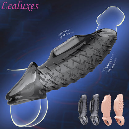Male Ejaculation Delay Cock Sleeve Ring Penis Vibrating G-Spot Stimulator Vibrator Dick Enlargement Extender Sex Toys for Men