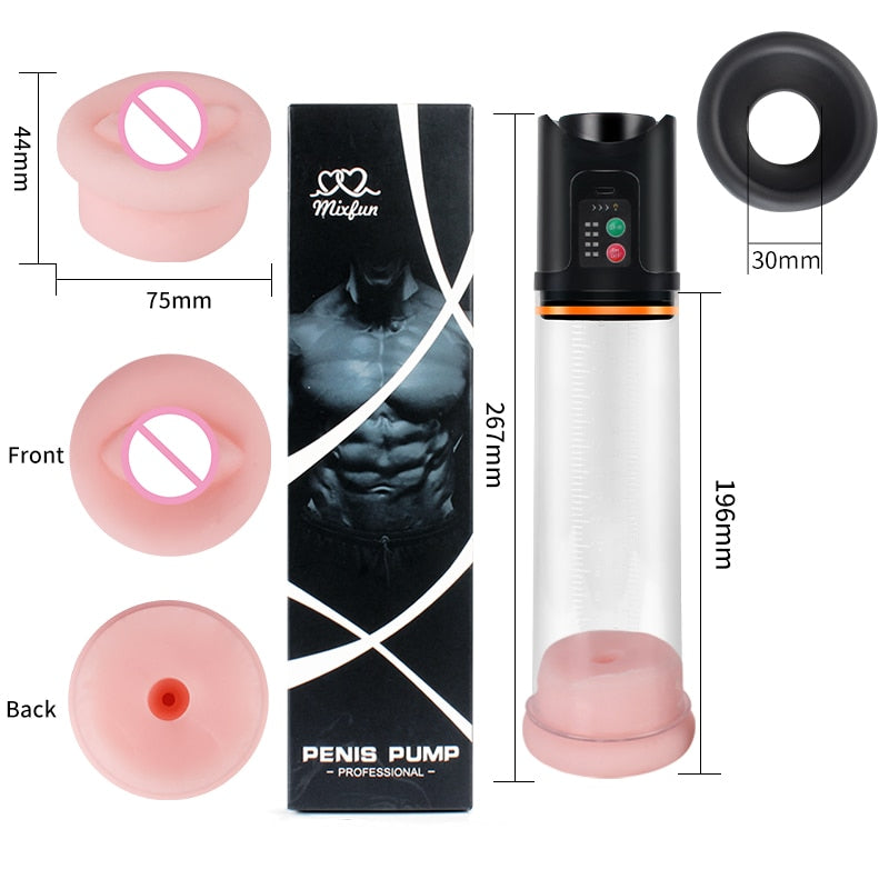 Electric Penis Pump Male Masturbator USB Charging Automatic Penis Extender Vacuum Pump Penile Enlarger Erection Sex Toys for Men
