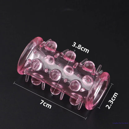 Penis Extension Sleeve Cock Rings For Men Enlarger Glans Particles Condom Lasting Delayed Sex Toys Adult Sexual Dotted Sex Goods
