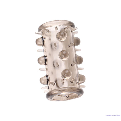 Penis Extension Sleeve Cock Rings For Men Enlarger Glans Particles Condom Lasting Delayed Sex Toys Adult Sexual Dotted Sex Goods