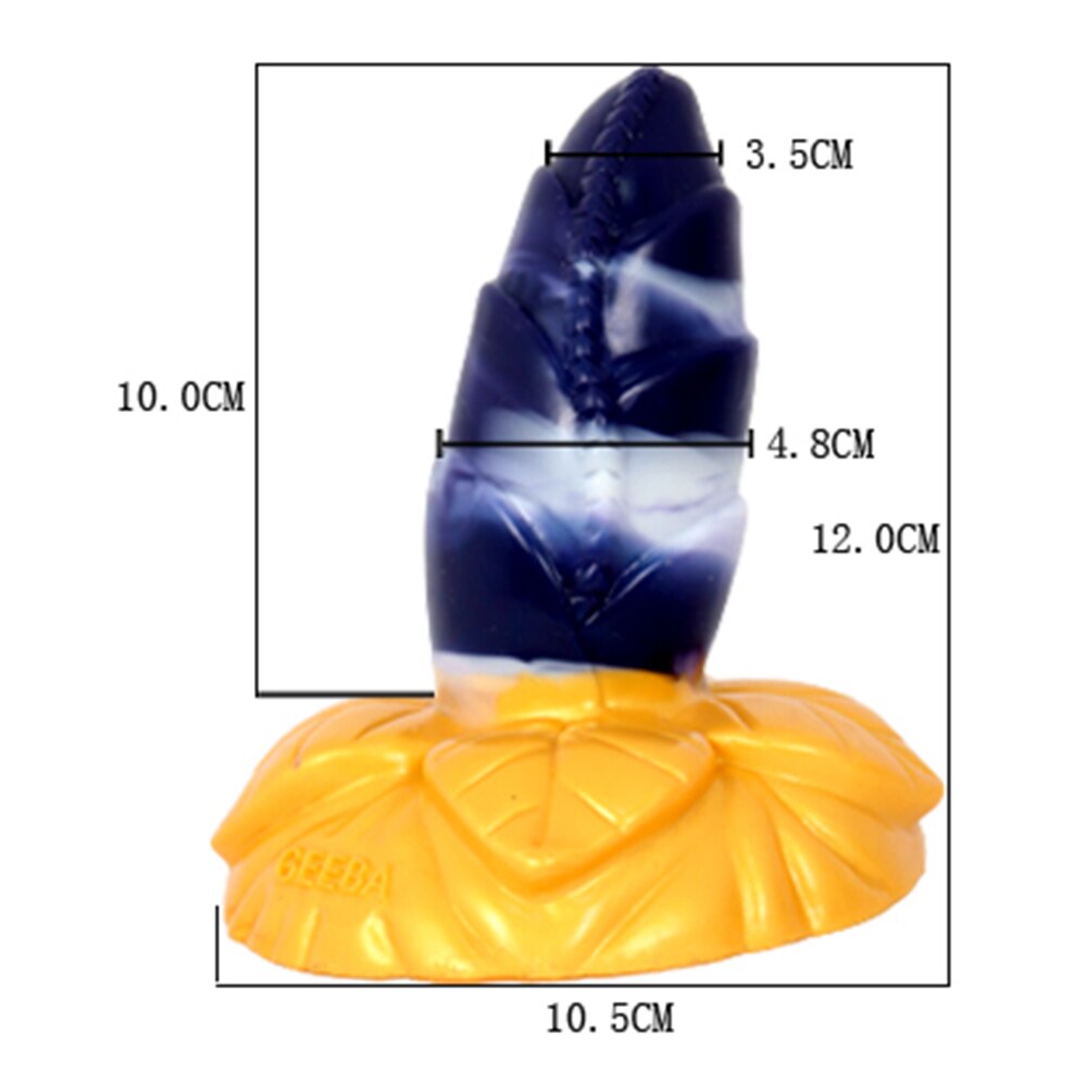 FAAK Large Base Butt Plug Blue and Gold Bud Shape Ribbed Anal Sex Toys with Suction Cup Adult Erotic Products Couple Flirting