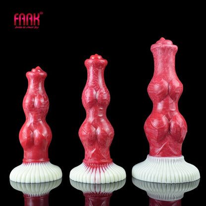 Large Red Sucker Silicone Beaded Knot Dog Dildo Sex Toy for Women Men Unisex Erotic Product Butt Plug