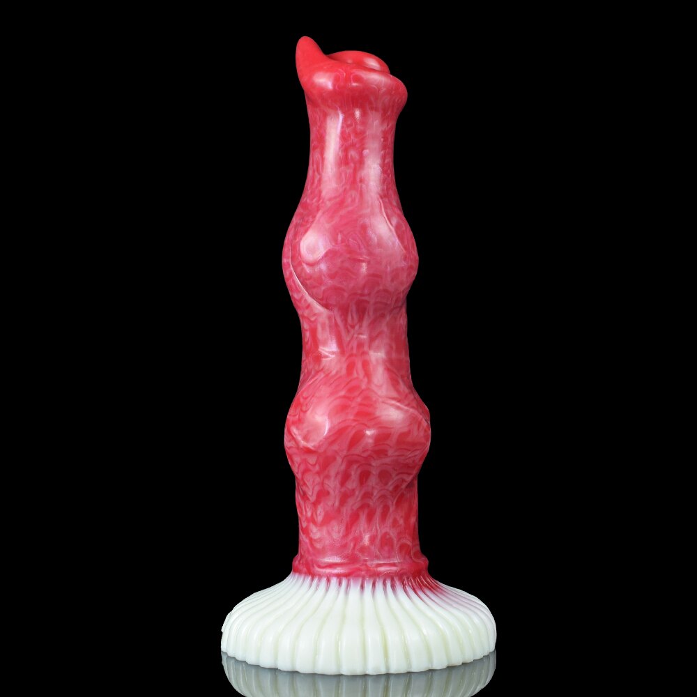 Large Red Sucker Silicone Beaded Knot Dog Dildo Sex Toy for Women Men Unisex Erotic Product Butt Plug