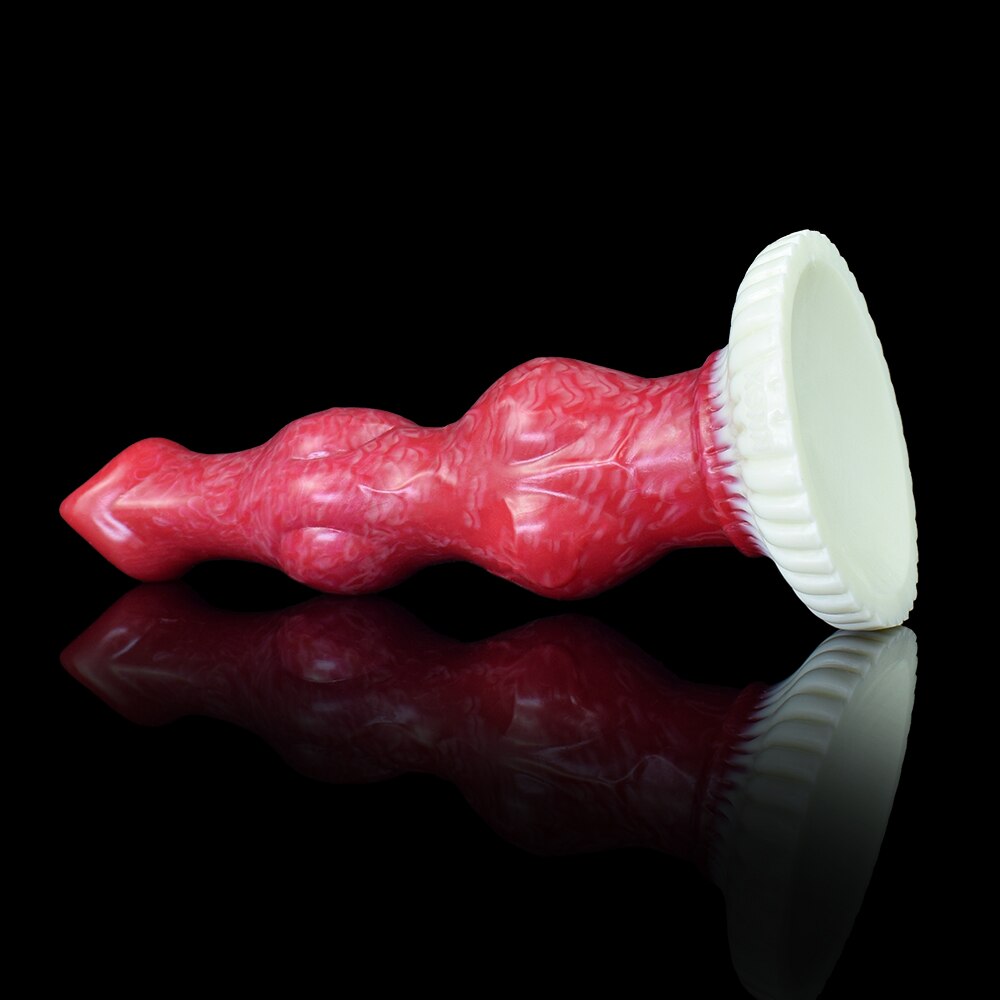 Large Red Sucker Silicone Beaded Knot Dog Dildo Sex Toy for Women Men Unisex Erotic Product Butt Plug