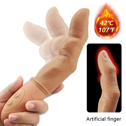 Powerful Finger Vibrator for Women G-Spot Stimulator Vaginal Massager Heating Silicone Finger Dildo Masturbator Adult Toy