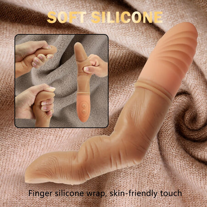 Powerful Finger Vibrator for Women G-Spot Stimulator Vaginal Massager Heating Silicone Finger Dildo Masturbator Adult Toy
