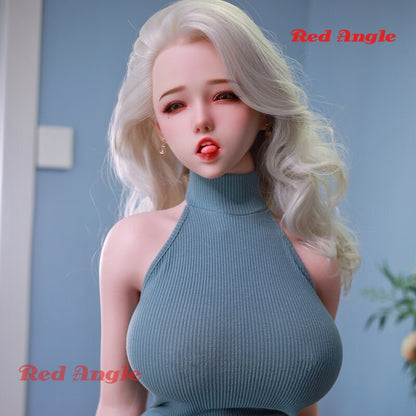 Red Realistic Corner Full Platinum Silicone Love Doll for Men with Implanted Hair, Japanese Real Doll for Men
