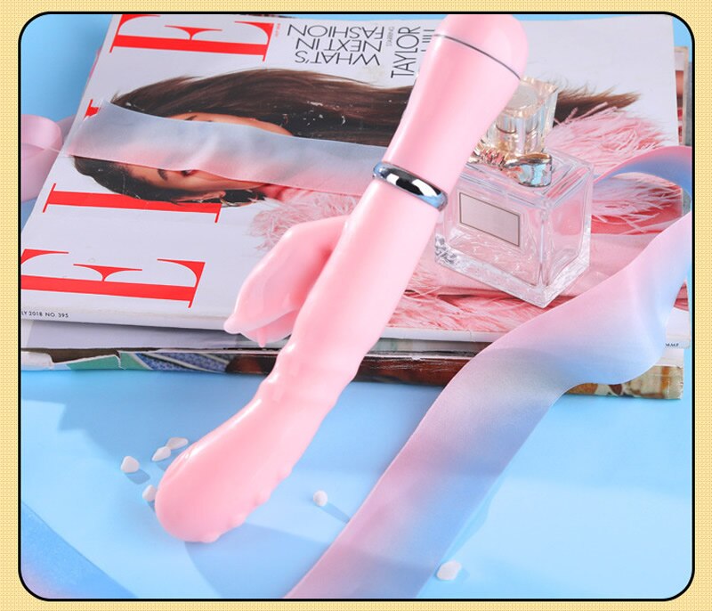 Rabbit G-Spot Dildo Vibrator Clitoris Stimulator Male Genital Insertion Dual Tongue Licking Double Rod Sex Toys for Adult Women