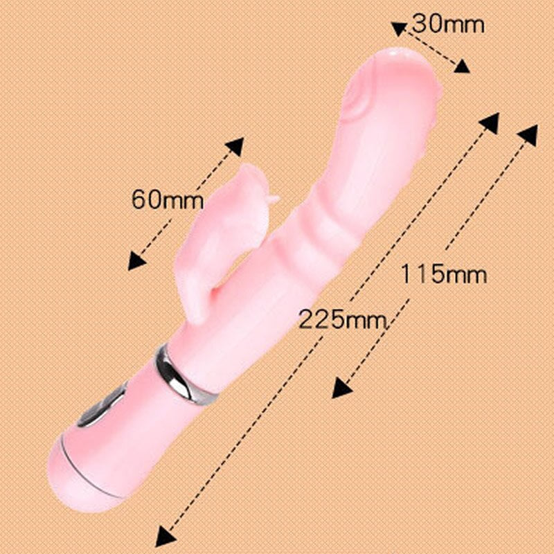 Rabbit G-Spot Dildo Vibrator Clitoris Stimulator Male Genital Insertion Dual Tongue Licking Double Rod Sex Toys for Adult Women