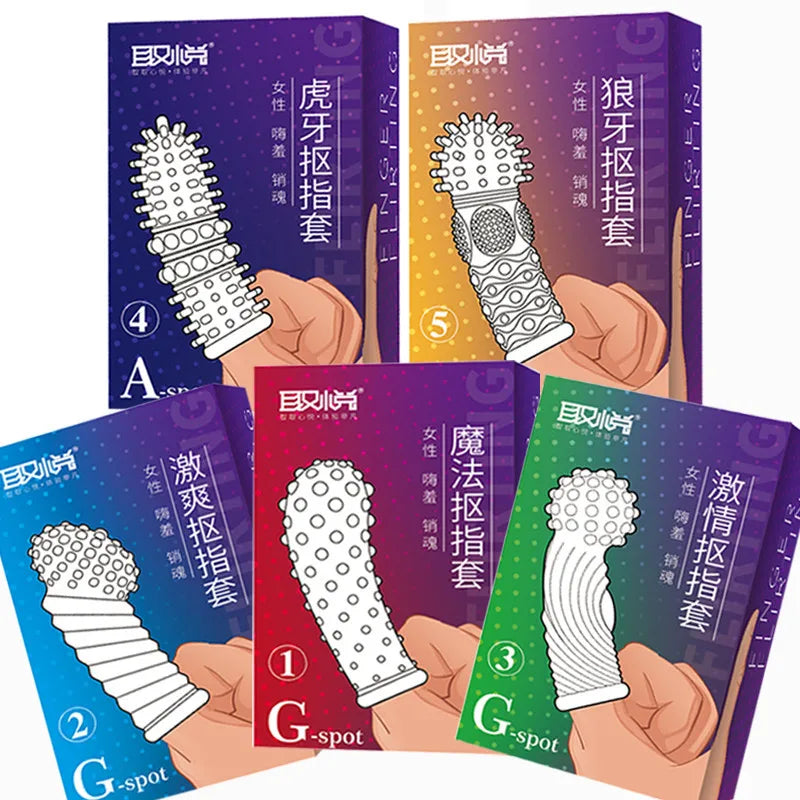 G Spot Finger Sleeve Massage Condoms Adult Toys for Women Masturbation Large Particles Flirting Sex Toys Juguetes Para Adultos