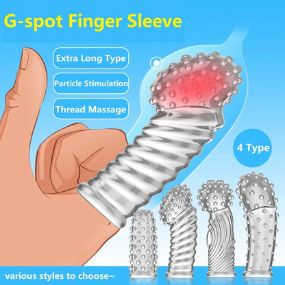 G Spot Finger Sleeve Massage Condoms Adult Toys for Women Masturbation Large Particles Flirting Sex Toys Juguetes Para Adultos