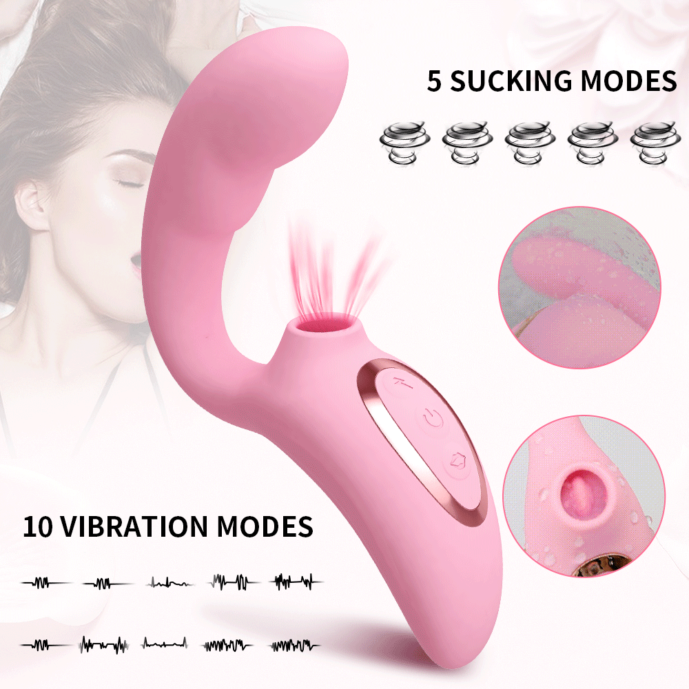 G Spot Clitoral Sucking Vibrator Dildo Vibrating Vaginal Stimulator with Anal Massager 5 + 10 Modes Adult Sex Toy for Women Couples