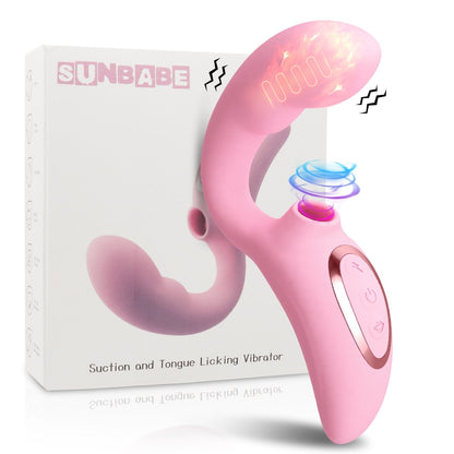 G Spot Clitoral Sucking Vibrator Dildo Vibrating Vaginal Stimulator with Anal Massager 5 + 10 Modes Adult Sex Toy for Women Couples