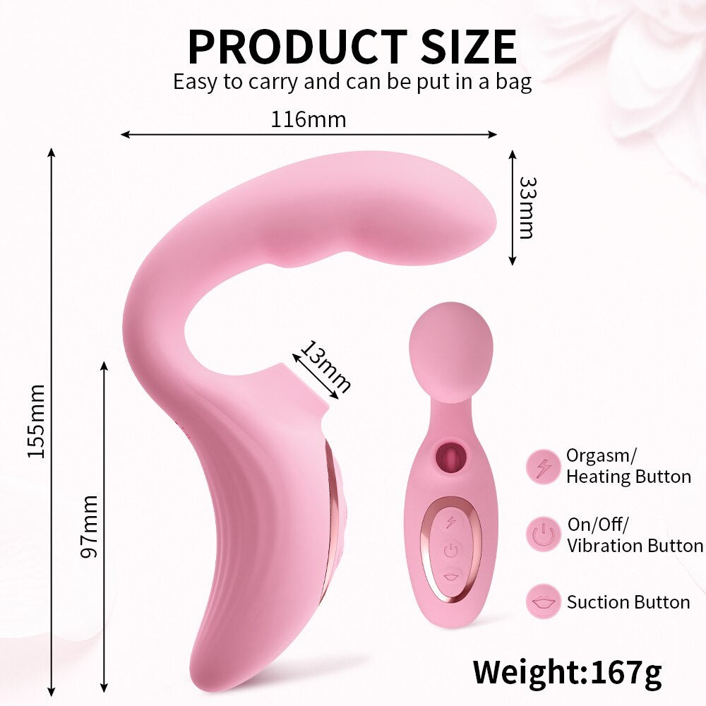 G-spot clitoral sucking vibrator dildo, vibrating vaginal stimulator with anal massager, 5 + 10 modes, adult sex toy for women and couples