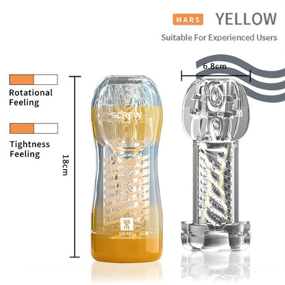Galaku Durable Exercise Toy for Men, Vacuum Twisted Cup Vagina, Transparent Male Masturbator