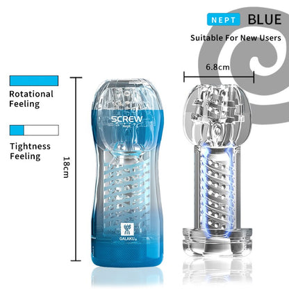 Galaku Durable Exercise Toy for Men, Vacuum Twisted Cup Vagina, Transparent Male Masturbator