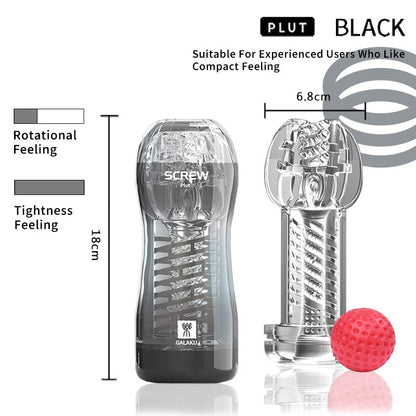 Galaku Durable Exercise Toy for Men, Vacuum Twisted Cup Vagina, Transparent Male Masturbator