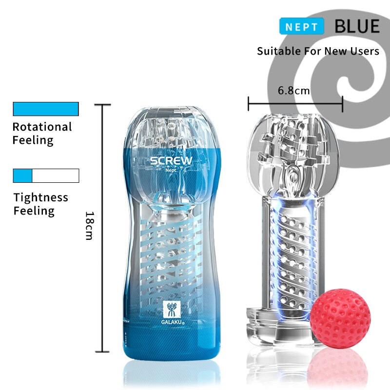 Galaku Durable Exercise Toy for Men, Vacuum Twisted Cup Vagina, Transparent Male Masturbator
