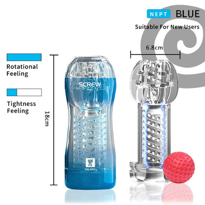 Galaku Durable Exercise Toy for Men, Vacuum Twisted Cup Vagina, Transparent Male Masturbator