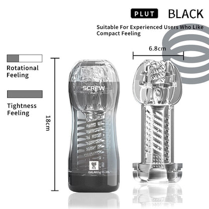 Galaku Durable Exercise Toy for Men, Vacuum Twisted Cup Vagina, Transparent Male Masturbator